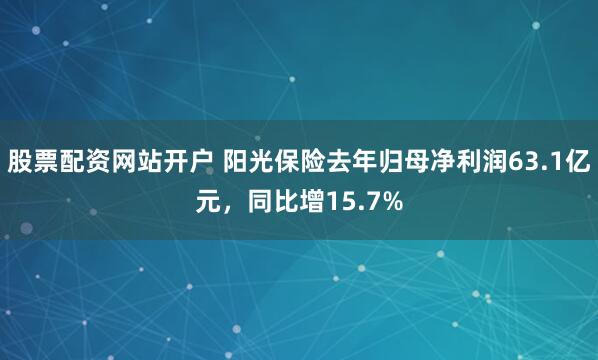 股票配资网站开户 阳光保险去年归母净利润63.1亿元，同比增15.7%